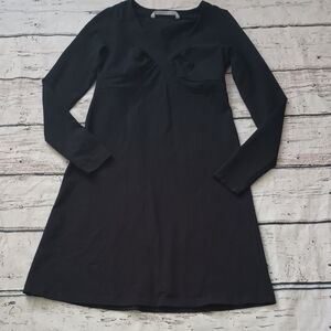 Athleta Black Organic Cotton Seniorita Long Sleeve Dress S